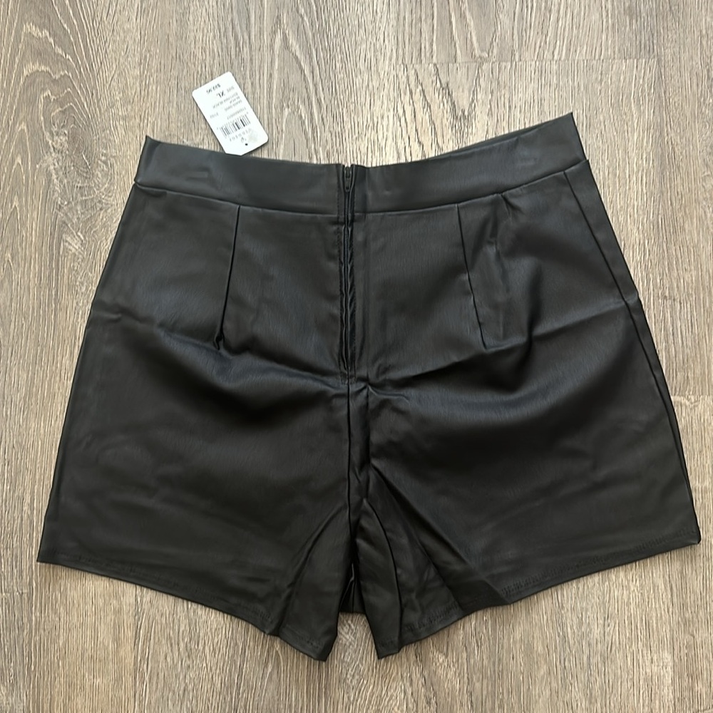 High Waist Coated Faux Leather Shorts